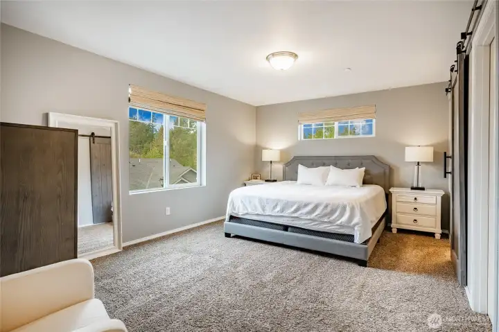 Primary ensuite—generously sized with tons of natural light from 3 windows!