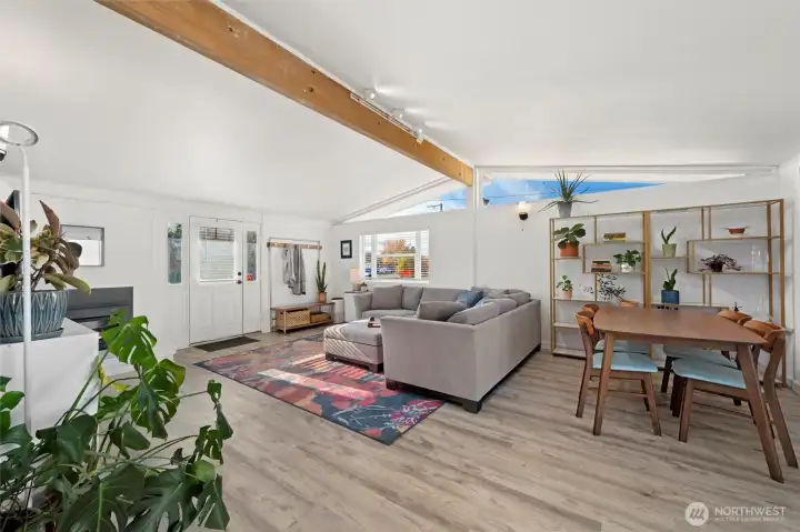 Vaulted ceilings in almost every room with mid-century modern clerestory windows.
