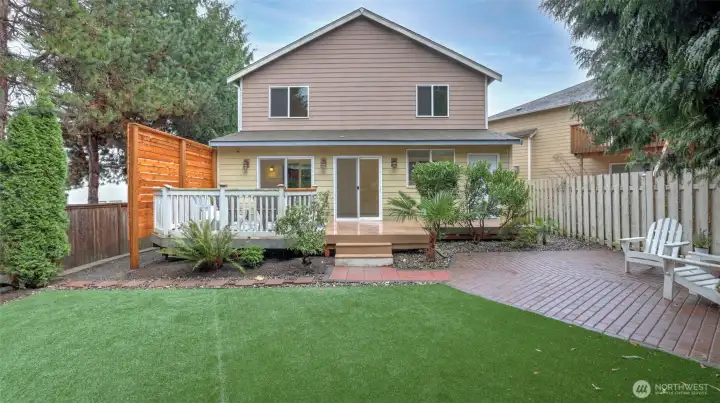 Beautiful backyard oasis, low maintenance turf and added storage closet connected to the house.