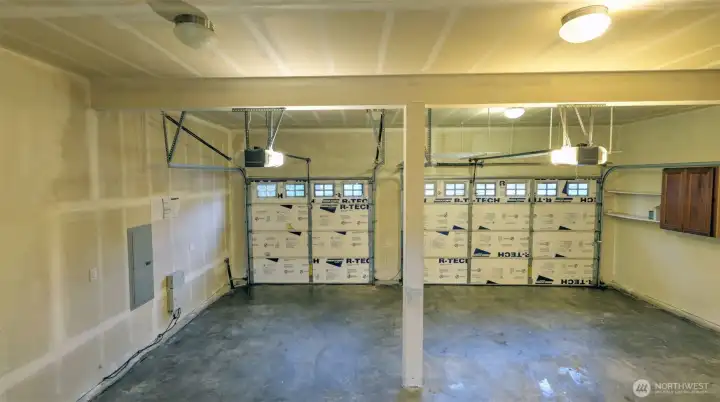 Spacious garage with high ceilings