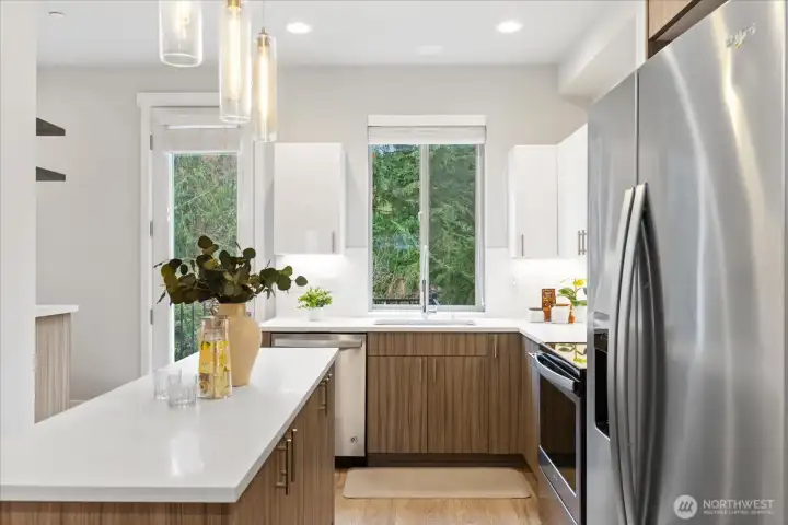 Head out the door in the kitchen to the perfect area deck area for your bbq!