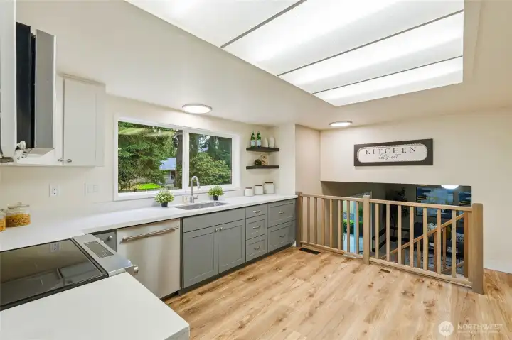 Gleaming countertops offer beauty and function.