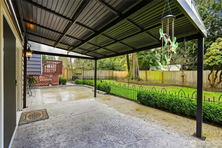 Stamped concrete patio for entertaining.