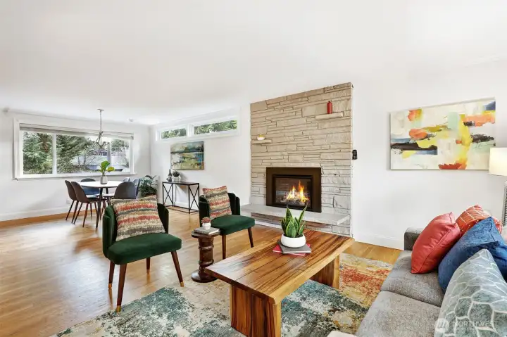 Gather with friends around the cozy fireplace. Hardwood floors, too!