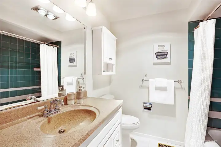 Full bathroom off the upper hallway.