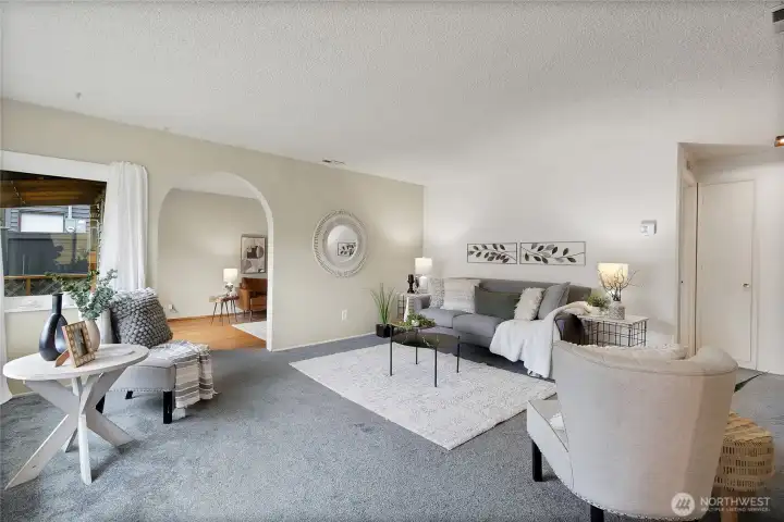 Living Room opens to Den/Rec Room