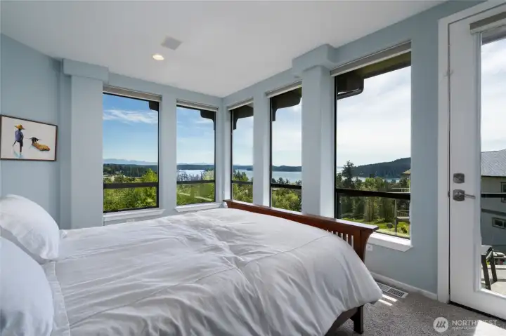 Guest bedroom on main with incredible sweeping views of Dewey Beach + Cornet Bay