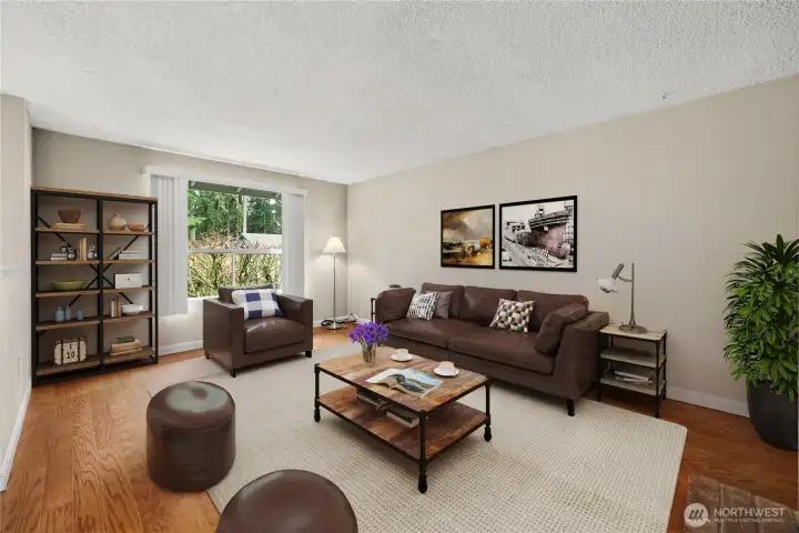 Virtually staged living room.