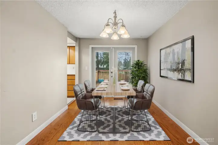 Virtually staged dining room.