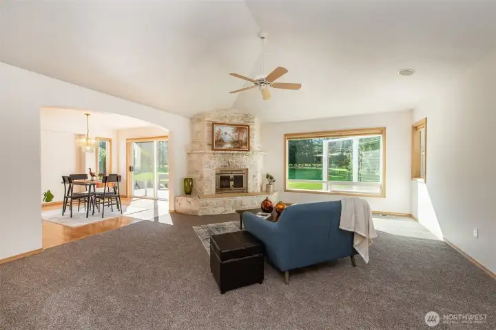 living room with new carpeting