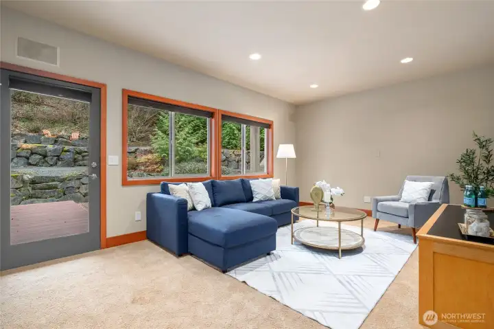 Bonus room/Home Theatre.  Previously used for a home gym.  Wired for 5.1 surround