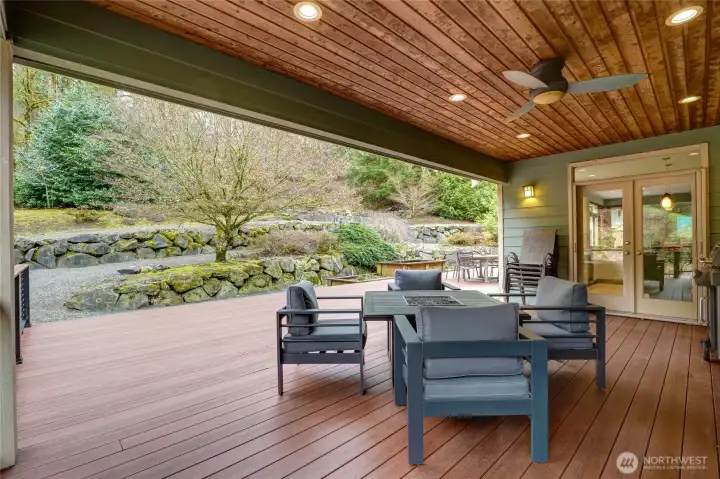 Covered deck located off the kitchen.