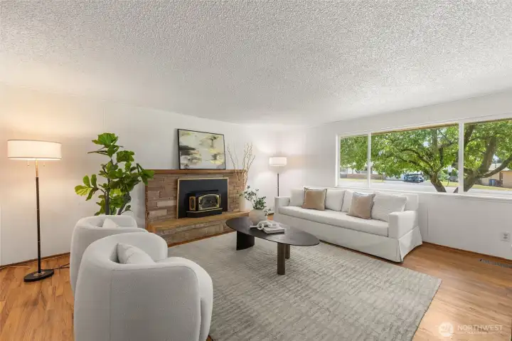 Large windows bring in abundant natural light.