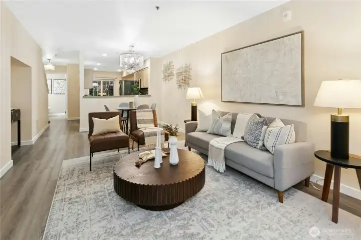 Living space connected but separate from kitchen. Property is no longer staged. Living space connected but separate from kitchen. Property is no longer staged.