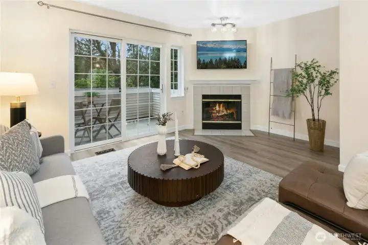 Gather round the gas fireplace in the winter for an extra boost of warmth. AC keeps you cool in the summertime. Gather round the gas fireplace in the winter for an extra boost of warmth. AC keeps you cool in the summertime.