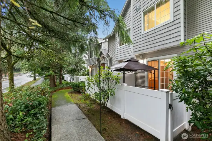 Take a walk around back to see a glimpse of the private patio. Take a walk around back to see a glimpse of the private patio.