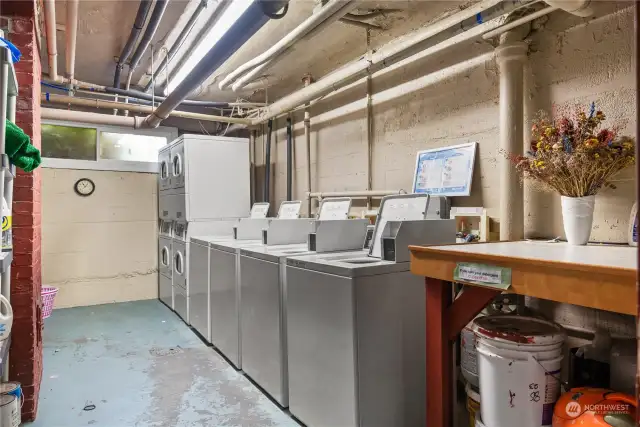 Secured onsite Laundry Room located in the Basement.  Additional storage lockers also in the Secured Basement.