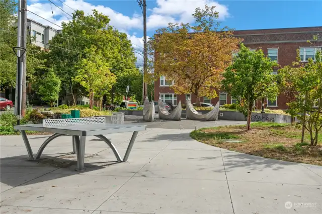 Christie Park.  Relax, refresh, recreate outside.  Well appointed neighborhood park.  There's a ping pong table, jungle gym, tables and chairs & more!