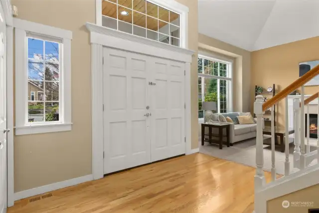Step into a spacious entryway thoughtfully equipped with a generous coat closet, providing ample storage for your coats, shoes, and umbrellas, keeping your entry organized and clutter-free.