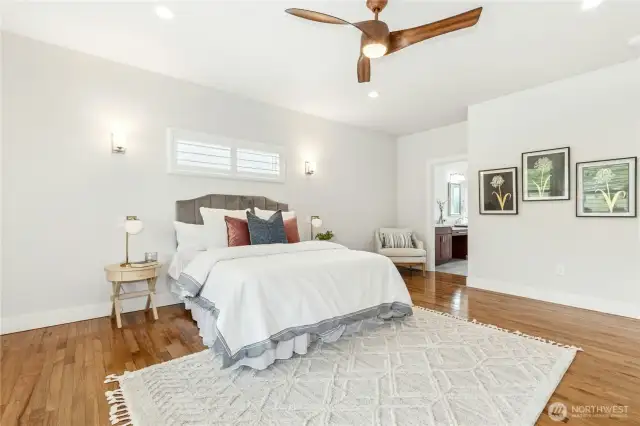 Primary bedroom is bright and spacious