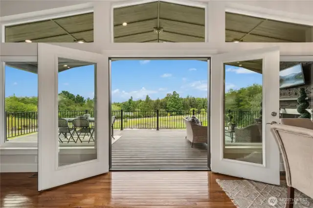 Elegant french doors open to the deck