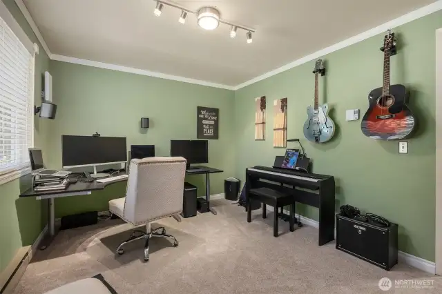 A quiet and private office space offers the perfect environment for working from home, studying, or managing personal tasks without distractions.