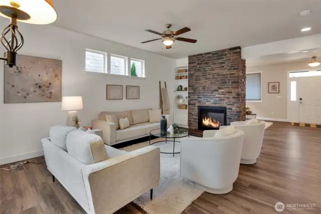 This open and airy space has a seamless transition from room to room.