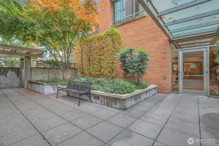 Welcome home! Looking from the entry to the secure lobby