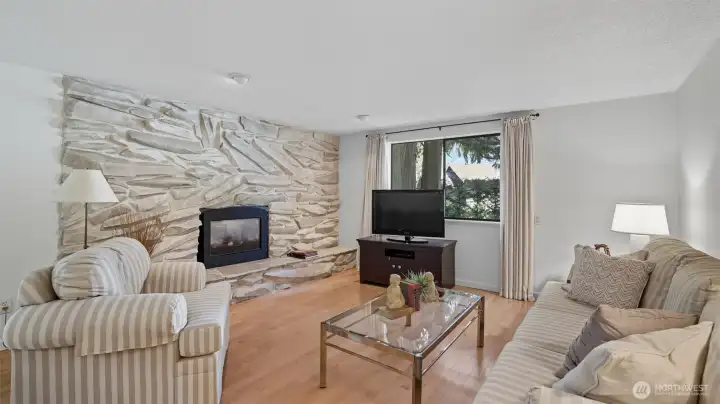 Enjoy year round comfort with this lower-level gas fireplace!