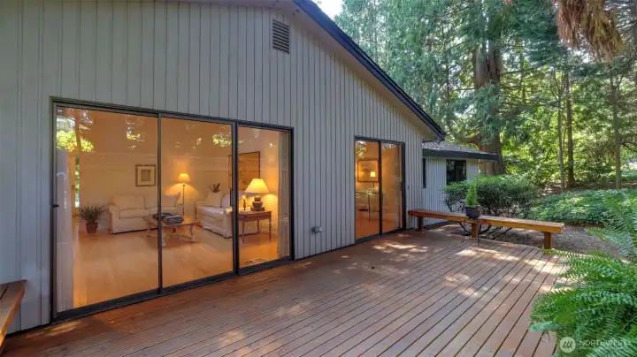 Enjoy this private deck retreat with tranquil forest views.