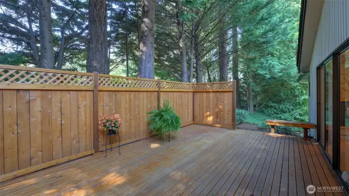Peaceful outdoor space with plenty of room for entertaining or relaxing.