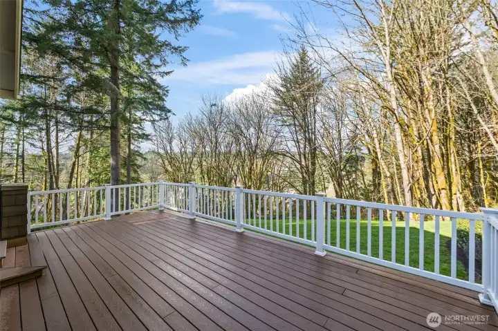 A spacious deck directly off the kitchen is just waiting for your outdoor dining amongst the trees in total privacy.