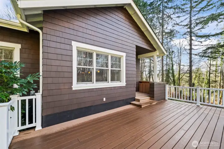 Covered alcove for your barbecue directly off the kitchen makes grilling easy in any weather.
