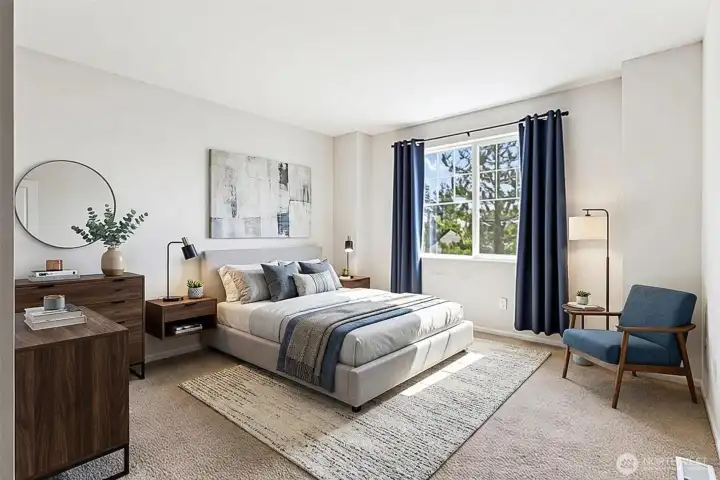 Virtually staged primary suite