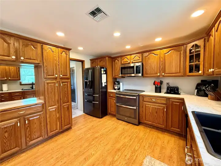 Kitchen with custom cabinetry.