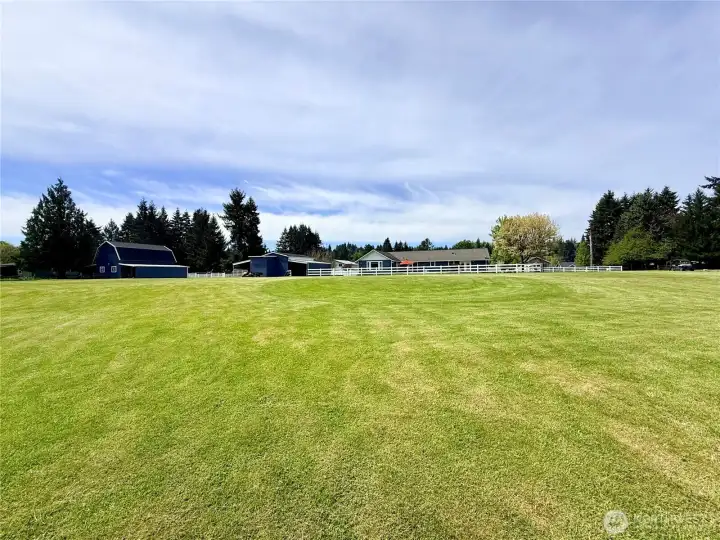 From the edge of the property, a view of the backyard.