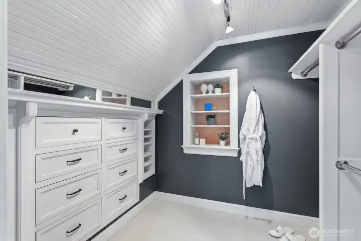 The walk-in closet in the primary includes handy built-in organizers so everything has its place.
