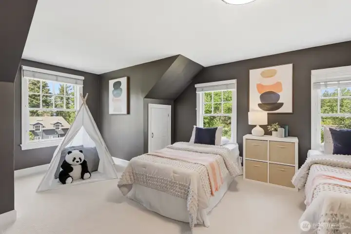 Second upstairs bedroom - impressively spacious and bright!
