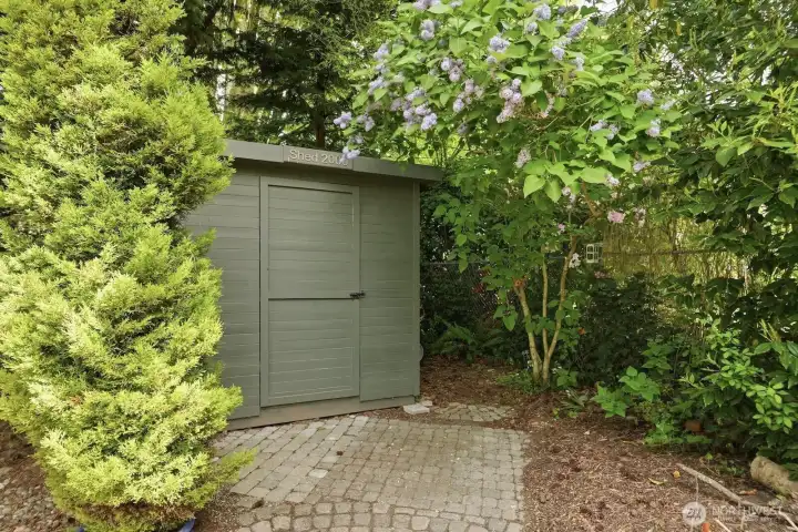 Handy storage shed for all your garden tools.