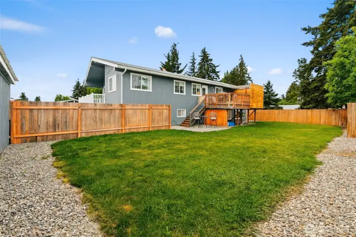 Lovely, spacious fenced backyard.