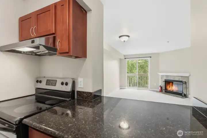 View into living room from Galley Kitchen