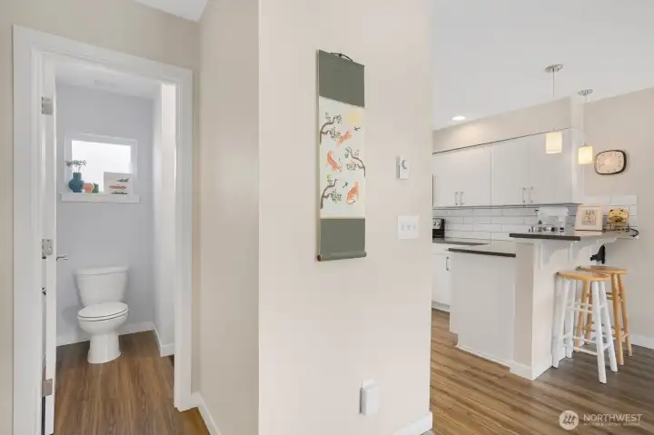 Half bath on main living level is perfect for guests.
