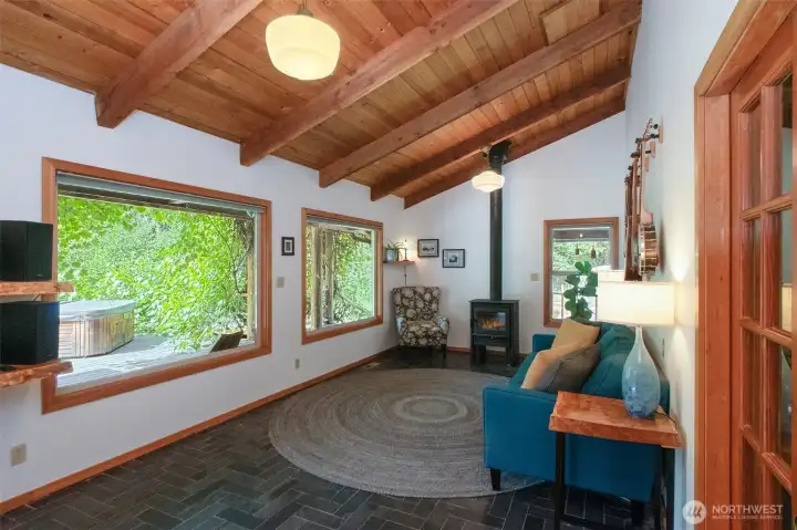 Living Room with Wood Stove