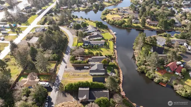 This home enjoys looking at both routes of canal