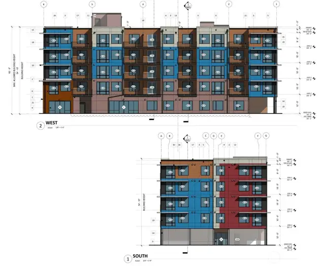 5 story proposed apartments West & South sides