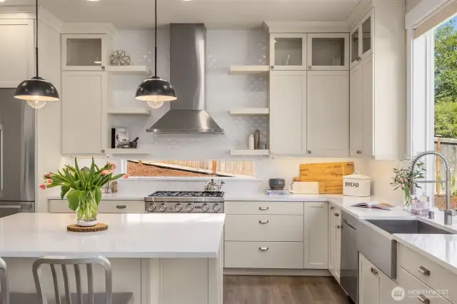 The chef's kitchen has everything you need to cook for a dinner party or just be well stocked for day to day living.