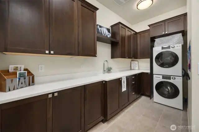 The large laundry room/mud room on the main level connects to the bonus room and opens conveniently out to the garage. This home has a whole-home water filtration system and an EV-charger in the garage.