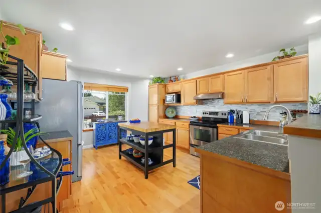 This home has a large, bright kitchen