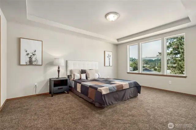 Spacious primary bedrooms with coffered ceilings, huge walk-in closets, and private ensuite baths.