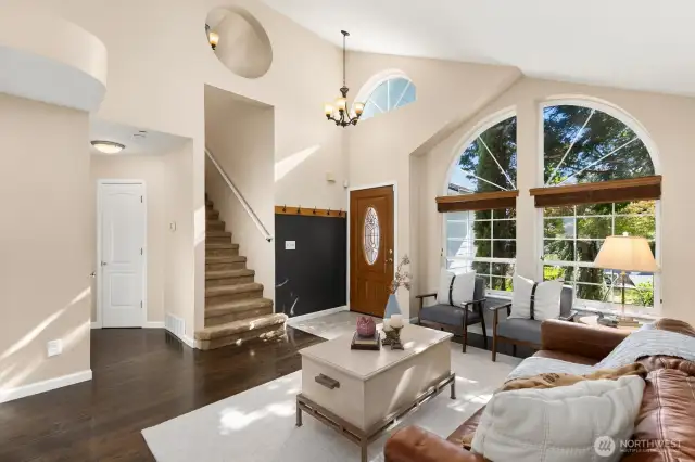 Walk into light-filled formal living spaces.